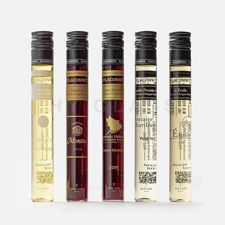 glass wine in tube